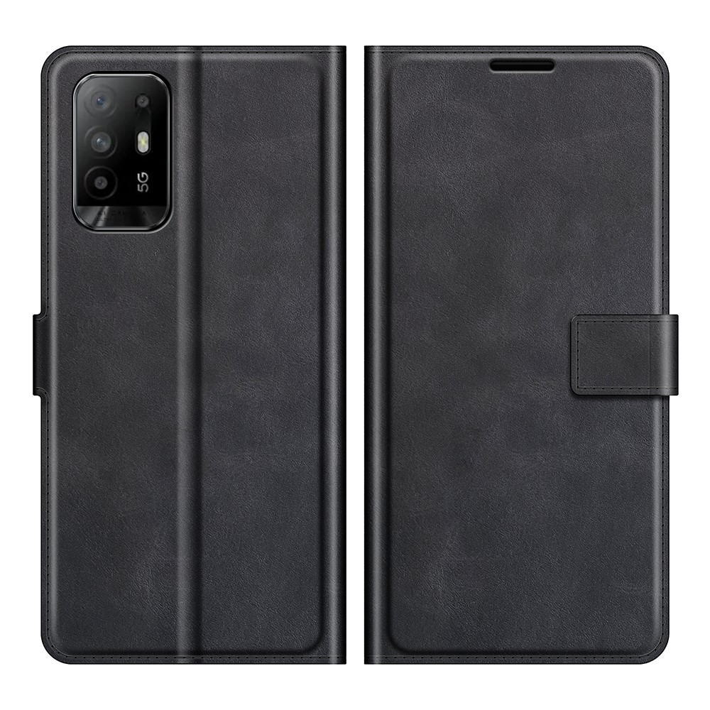 Magnetic Clasp Shockproof Phone Case Wallet Stand Flip Leather Cover for Oppo A94 5G - Black-1