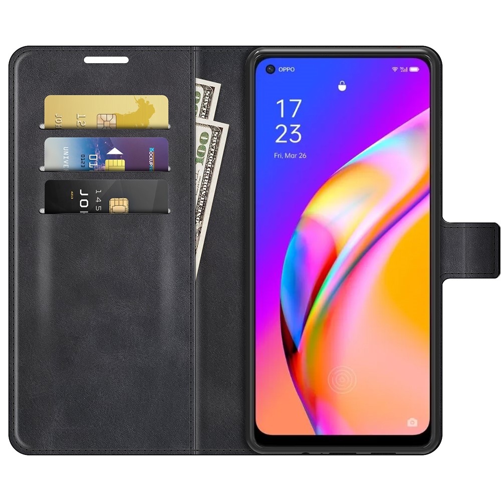 Magnetic Clasp Shockproof Phone Case Wallet Stand Flip Leather Cover for Oppo A94 5G - Black-4