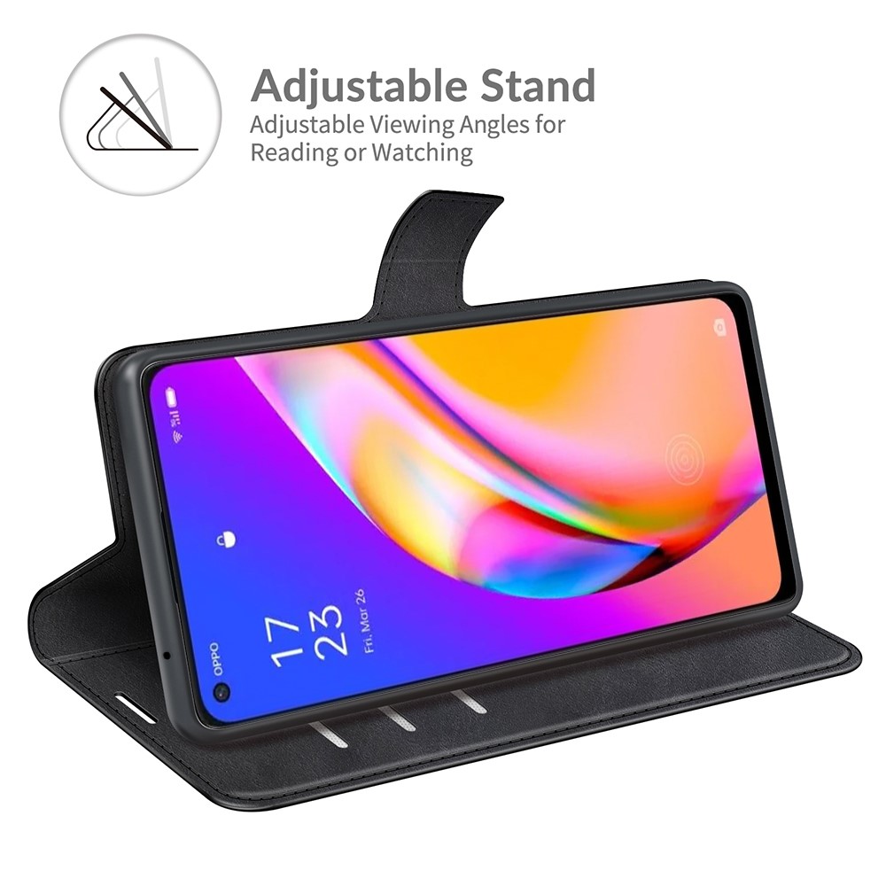 Magnetic Clasp Shockproof Phone Case Wallet Stand Flip Leather Cover for Oppo A94 5G - Black-5