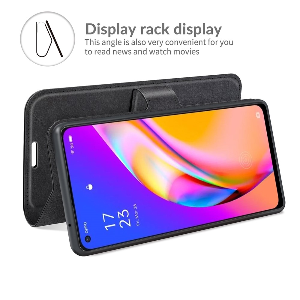 Magnetic Clasp Shockproof Phone Case Wallet Stand Flip Leather Cover for Oppo A94 5G - Black-6