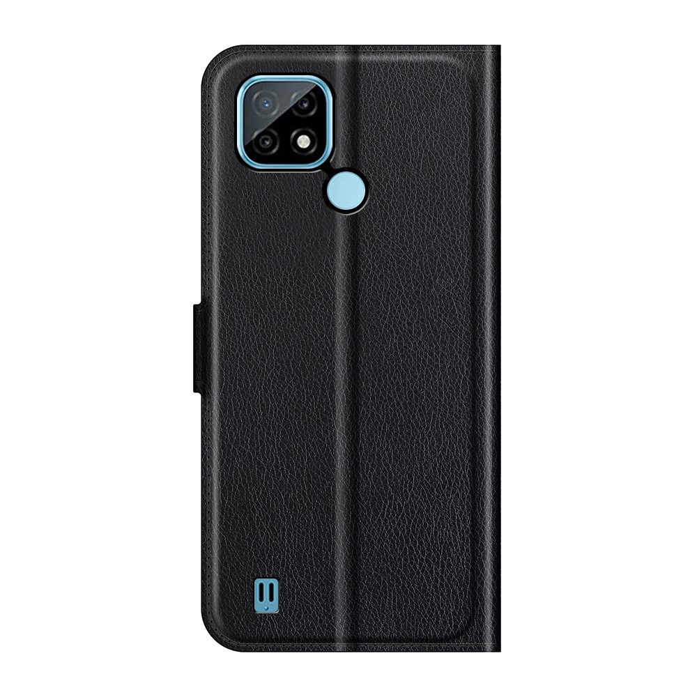 Wallet Design Litchi Texture Leather Phone Case Folio Flip Cover with Stand for Realme C21 - Black-3