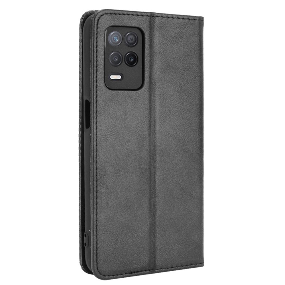 Vintage Style Phone Case Wallet Stand Magnetic Closure Leather Cover for Realme V13 5G/8 5G - Black-4
