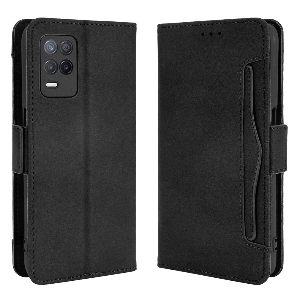 Multiple Card Slots Design Wallet Stand Leather Phone Case for Realme V13 5G/8 5G - Black-1