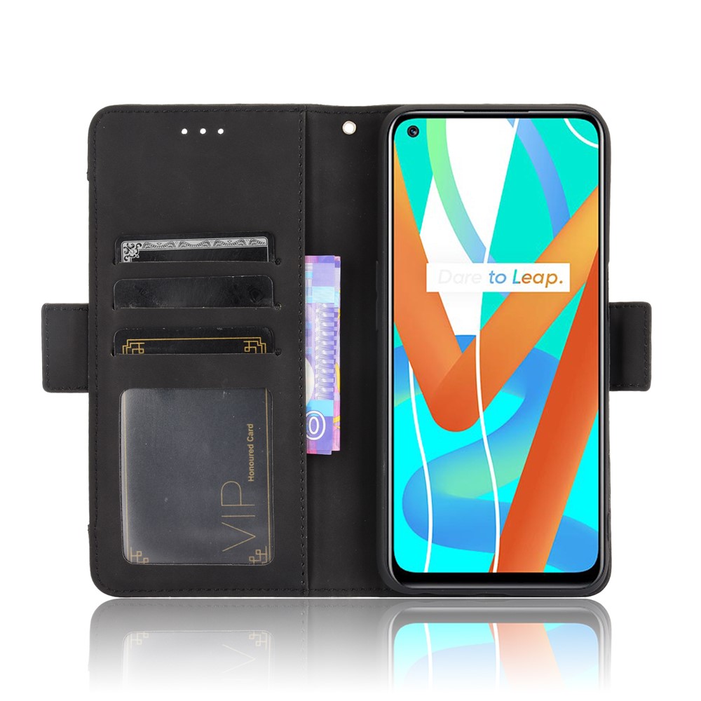 Multiple Card Slots Design Wallet Stand Leather Phone Case for Realme V13 5G/8 5G - Black-5