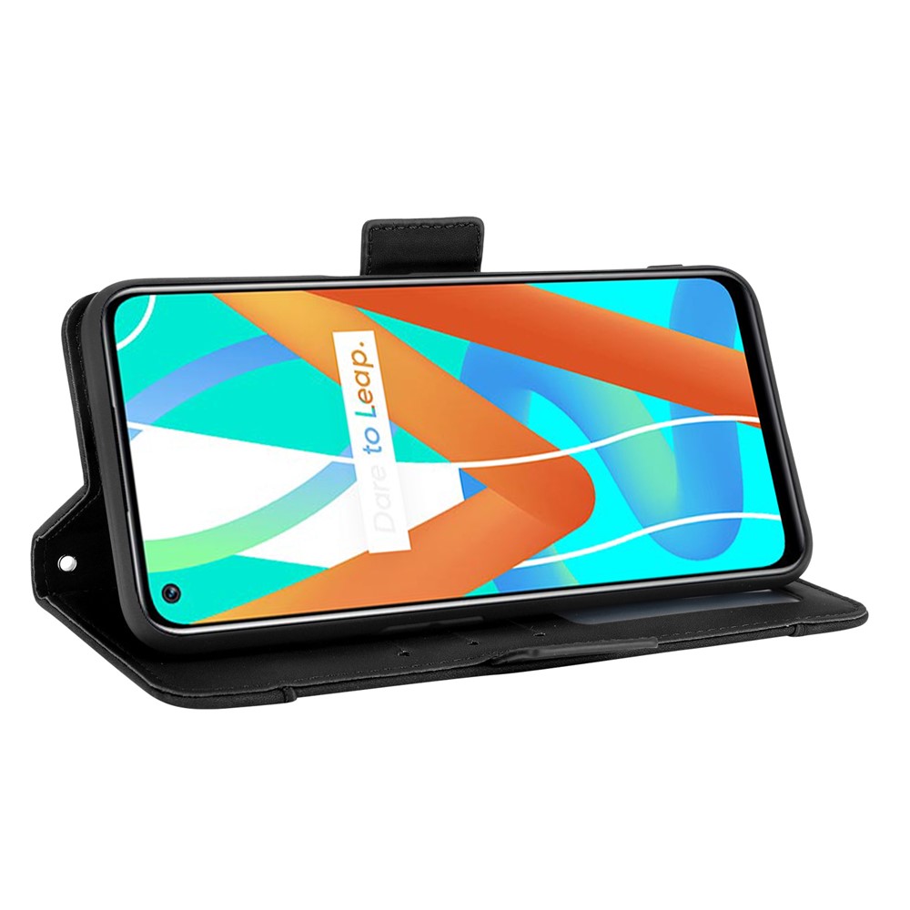 Multiple Card Slots Design Wallet Stand Leather Phone Case for Realme V13 5G/8 5G - Black-6