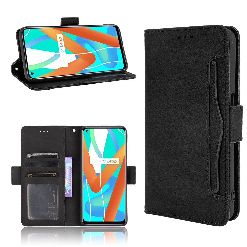Multiple Card Slots Design Wallet Stand Leather Phone Case for Realme V13 5G/8 5G - Black-9