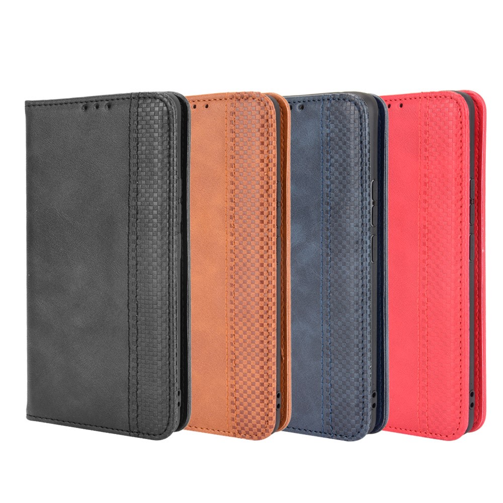 Vintage Style Leather Wallet Phone Case for Realme 8 4G/8 Pro 4G - Black-9