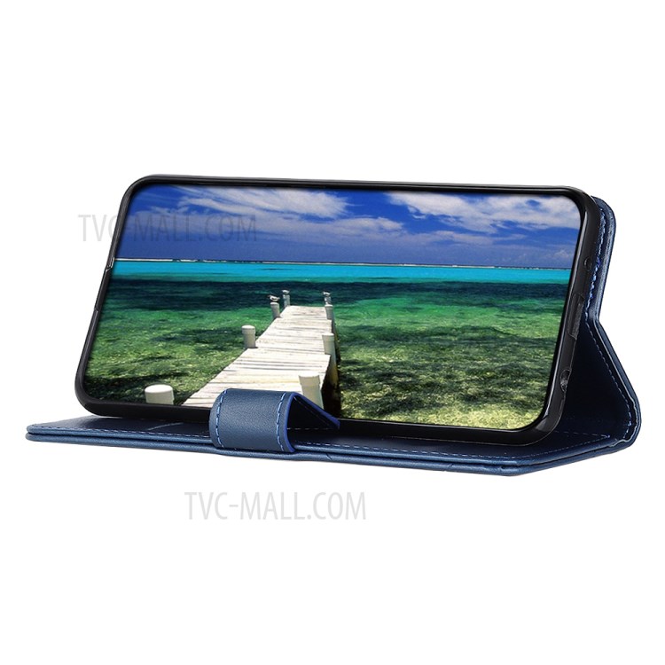 Leather Wallet Phone Stand Case Flip Cover Shell for Oppo A55 5G / Oppo A53s 5G - Blue-3