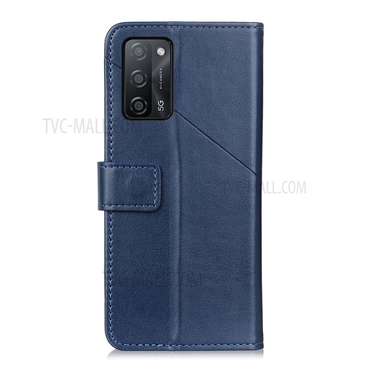 Leather Wallet Phone Stand Case Flip Cover Shell for Oppo A55 5G / Oppo A53s 5G - Blue-7