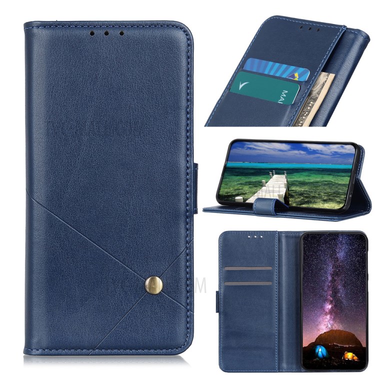 Leather Wallet Phone Stand Case Flip Cover Shell for Oppo A55 5G / Oppo A53s 5G - Blue-9