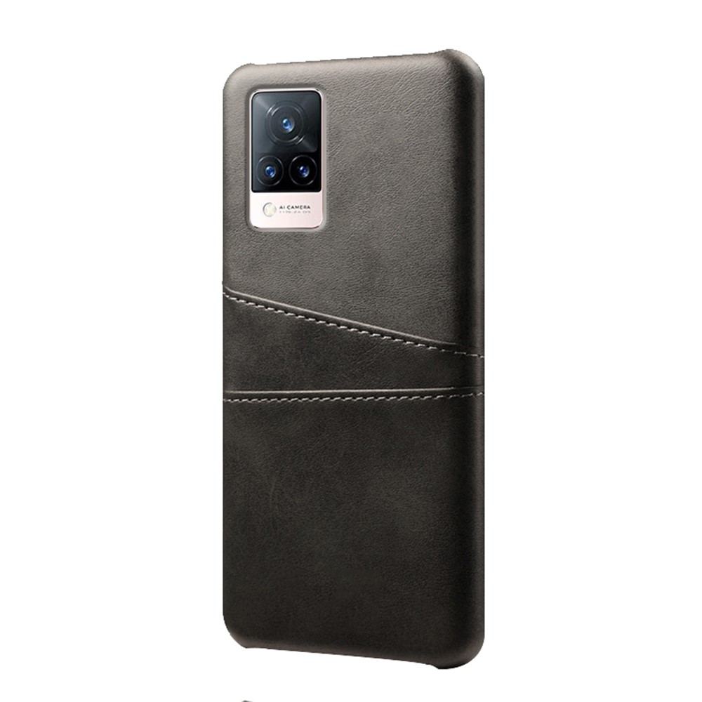 KSQ PU Leather Coated PC Phone Case with 2 Card Slots for vivo V21 5G - Black-2