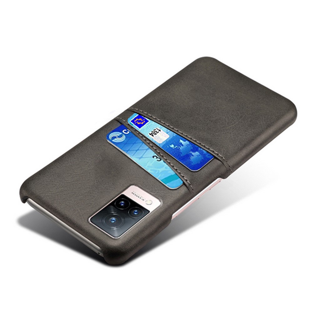 KSQ PU Leather Coated PC Phone Case with 2 Card Slots for vivo V21 5G - Black-3