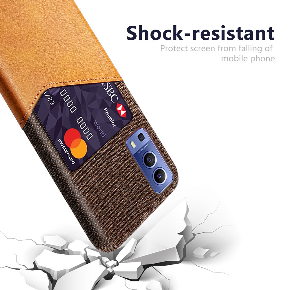 KSQ Card Slot Cloth + PU Leather + PC Hybrid Cover for vivo Y72 5G - Orange-3