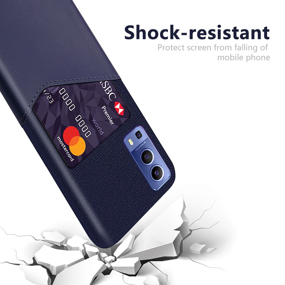 KSQ Card Slot Cloth + PU Leather + PC Hybrid Cover for vivo Y72 5G - Blue-3