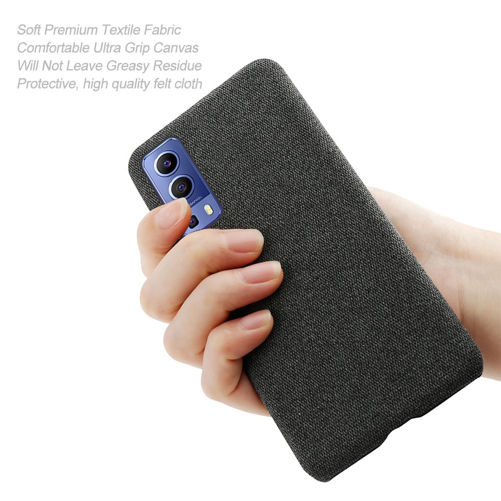 KSQ Cloth Texture Plastic Case for vivo Y72 5G - Black-5