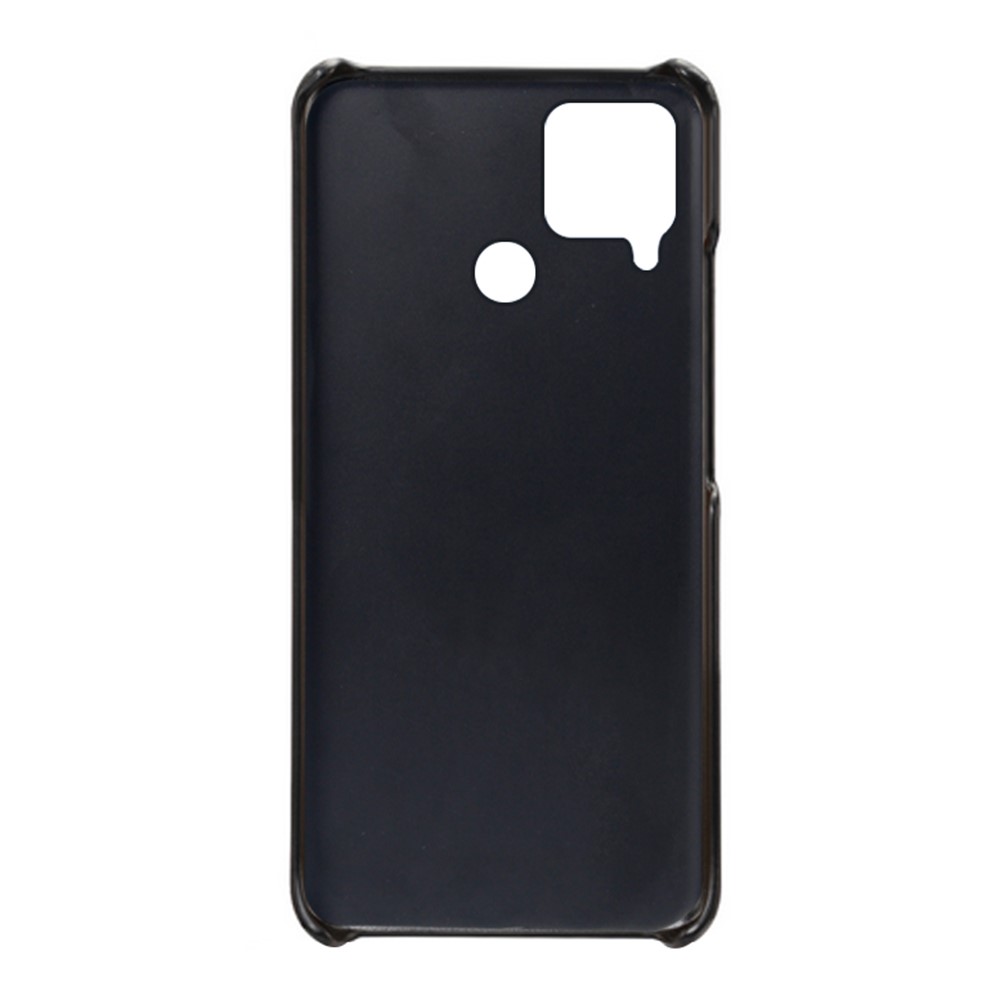 KSQ Double Card Slots PU Leather Coated PC Shell Cover Case for Realme C25 - Black-4