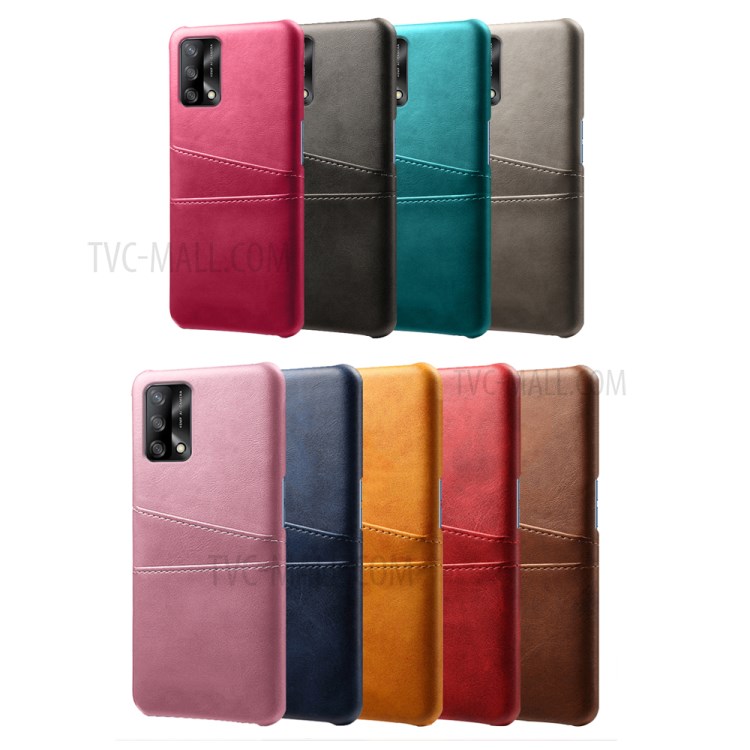 KSQ Double Card Slots PU Leather Coated PC Phone Cover Case for Oppo A74 4G / Oppo F19 - Black-5