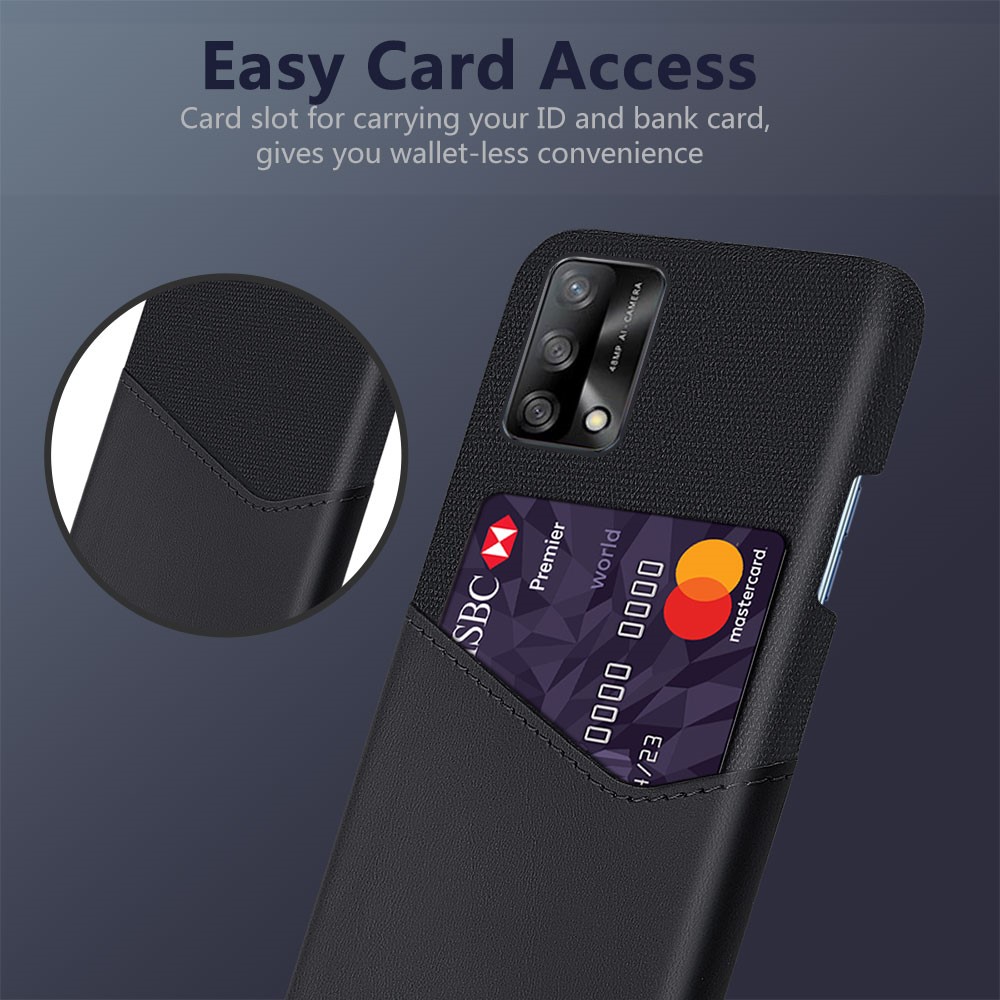 KSQ Well-Protected Cloth Texture PC Phone Case with Card Slot Design for Oppo F19/A74 4G - Black-2