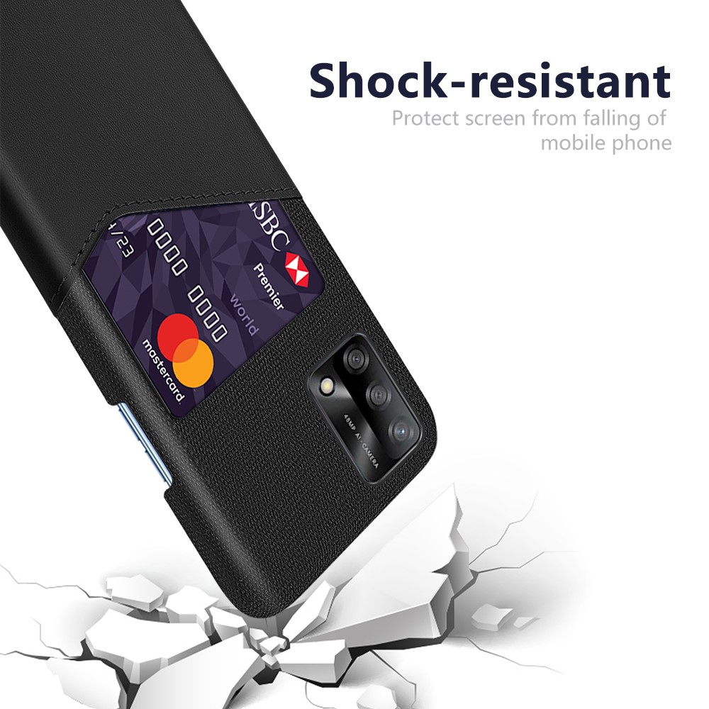KSQ Well-Protected Cloth Texture PC Phone Case with Card Slot Design for Oppo F19/A74 4G - Black-3