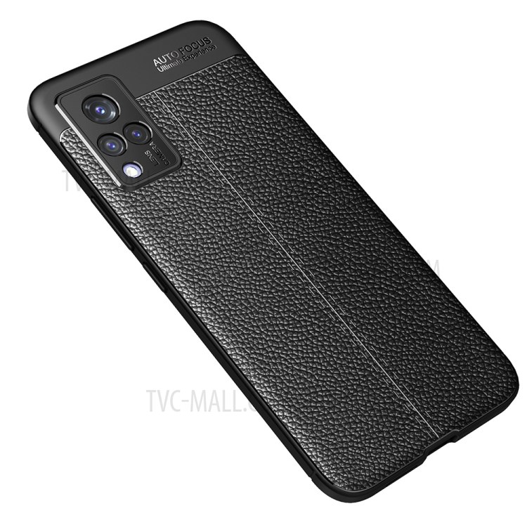 Litchi Texture Flexible TPU Cell Phone Back Case Cover for vivo V21 5G/4G - Black-2