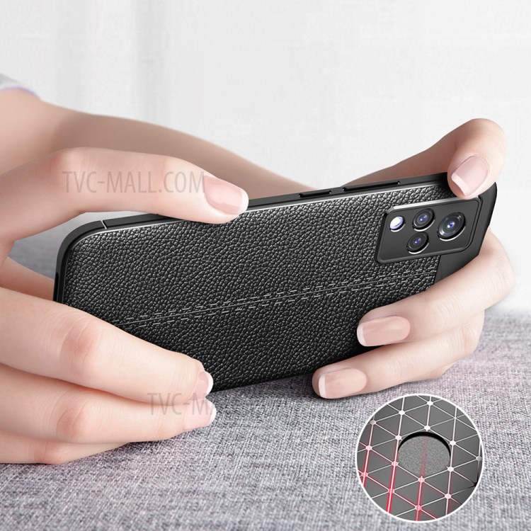 Litchi Texture Flexible TPU Cell Phone Back Case Cover for vivo V21 5G/4G - Black-3