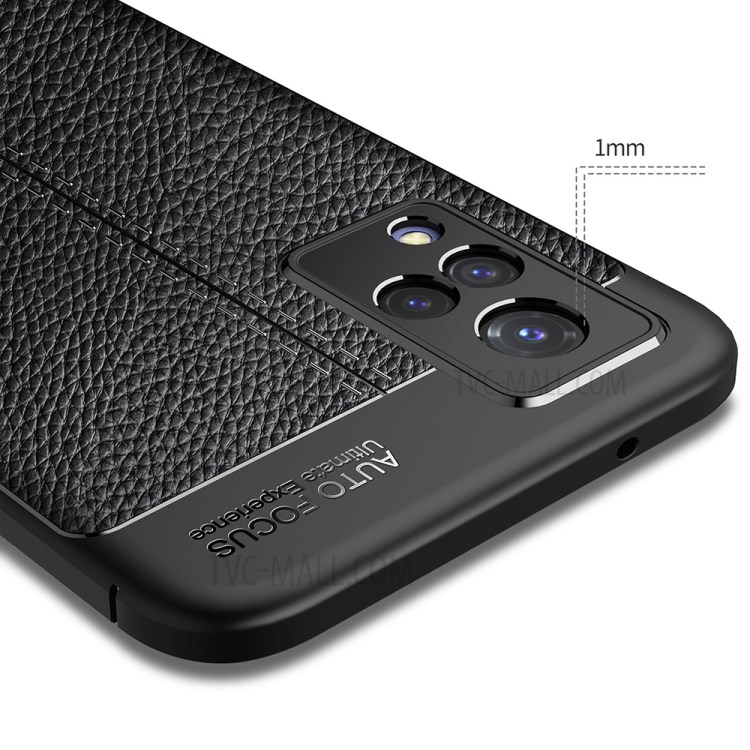 Litchi Texture Flexible TPU Cell Phone Back Case Cover for vivo V21 5G/4G - Black-4