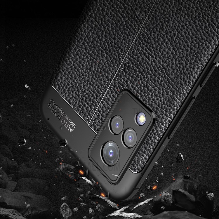 Litchi Texture Flexible TPU Cell Phone Back Case Cover for vivo V21 5G/4G - Black-5