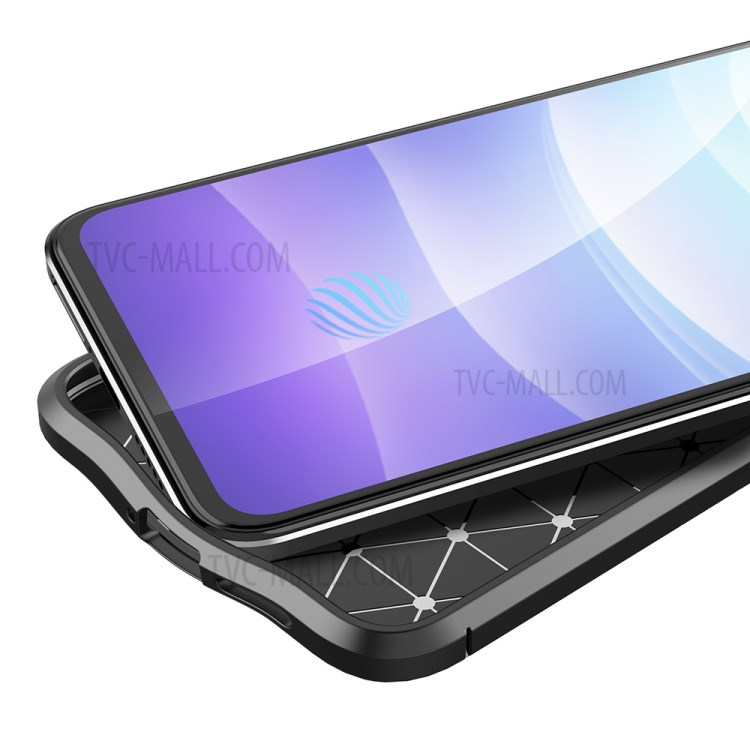 Litchi Texture Flexible TPU Cell Phone Back Case Cover for vivo V21 5G/4G - Black-6