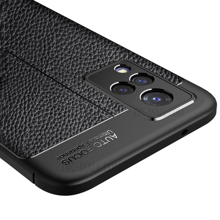 Litchi Texture Flexible TPU Cell Phone Back Case Cover for vivo V21 5G/4G - Black-7