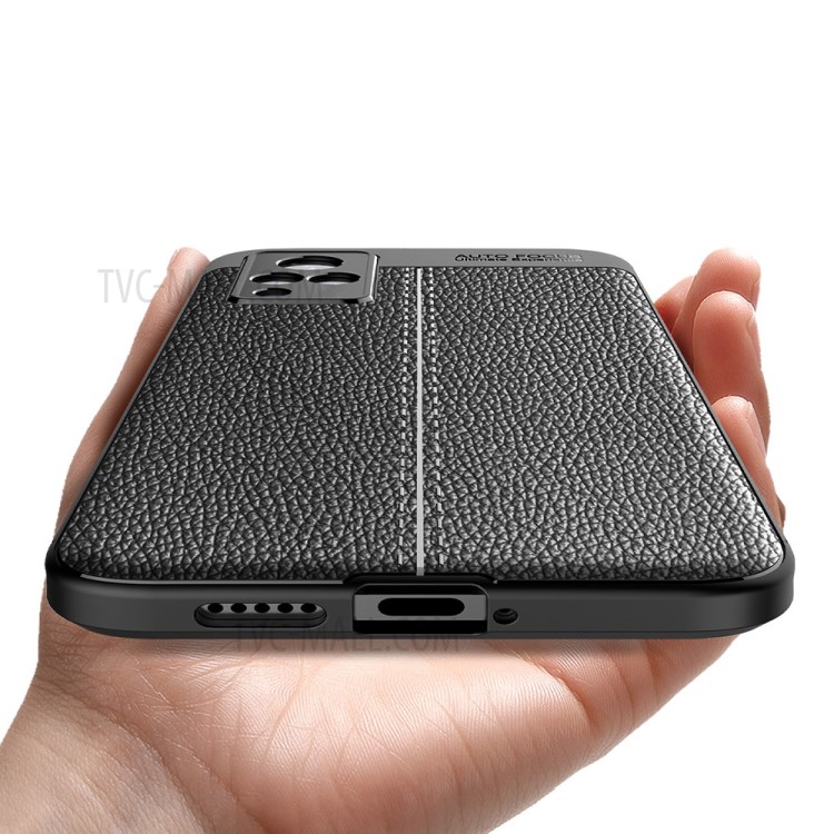 Litchi Texture Flexible TPU Cell Phone Back Case Cover for vivo V21 5G/4G - Black-9