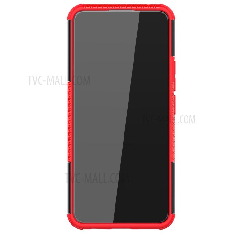 2-in-1 Kickstand Design Tyre Pattern PC + TPU Phone Back Case for Realme 8 / Realme 8 Pro - Red-2