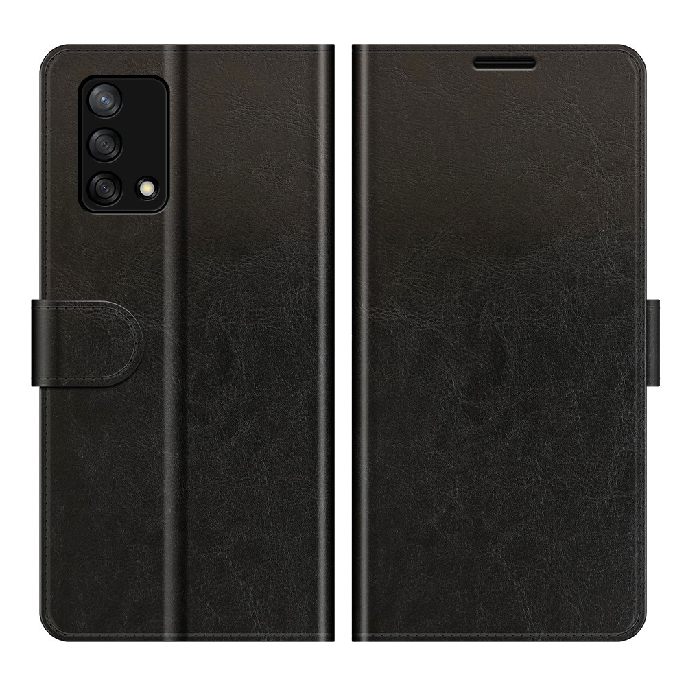 Crazy Horse Texture Retro Style Wallet Design Leather Case for Oppo F19/A74 4G - Black-1