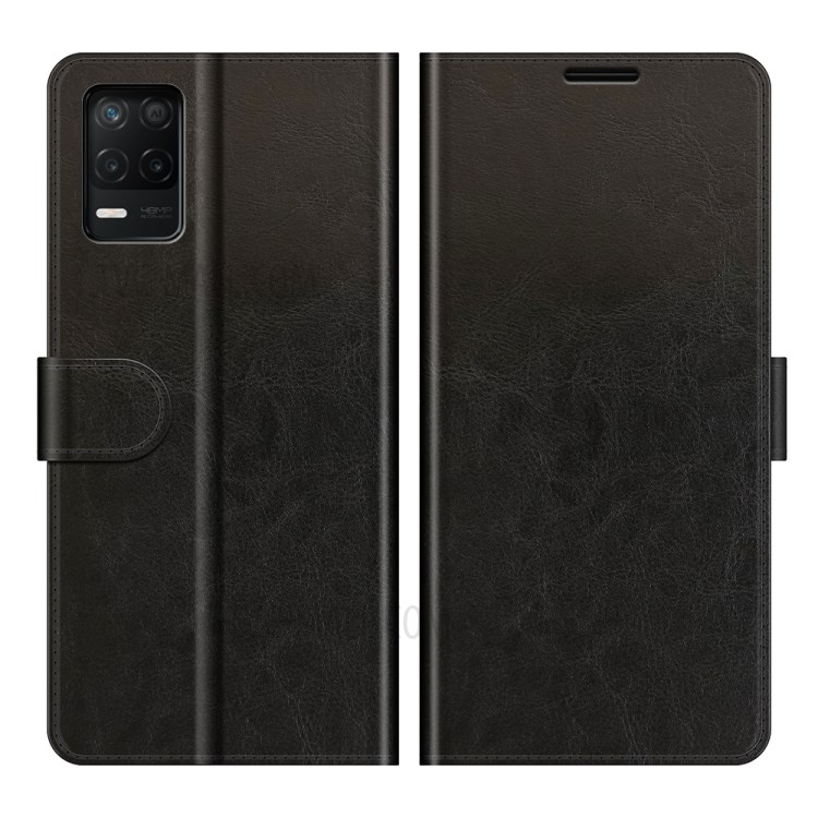 Retro Style Crazy Horse Texture Leather Wallet Case with Stand for Realme 8 5G - Black-1