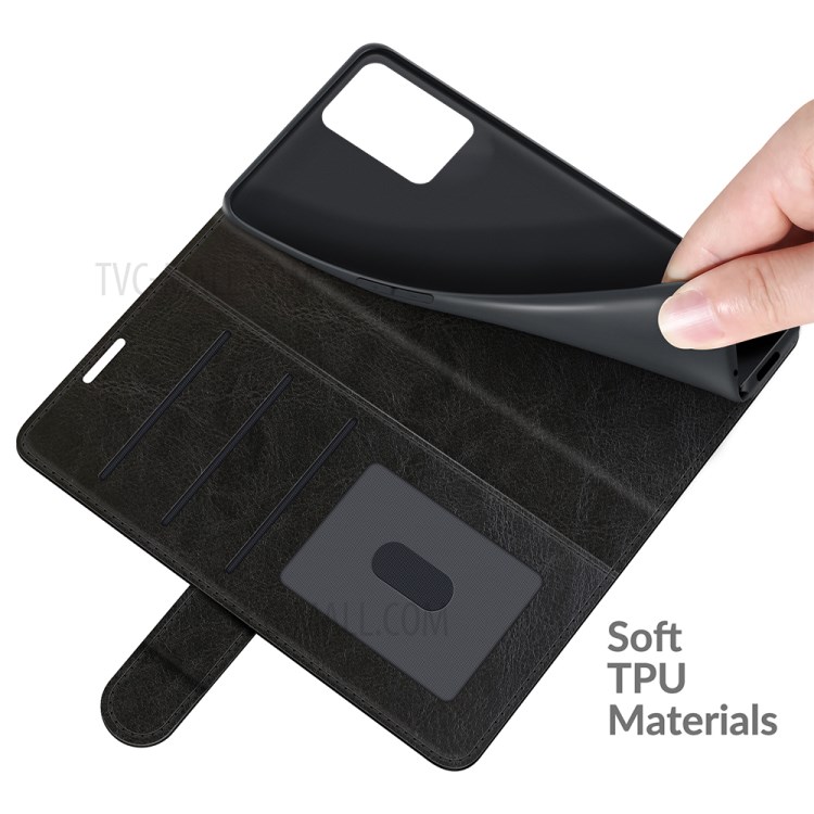 Retro Style Crazy Horse Texture Leather Wallet Case with Stand for Realme 8 5G - Black-5