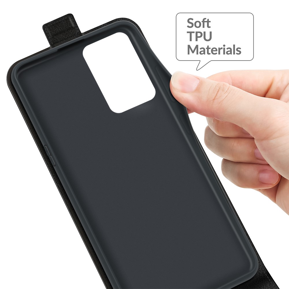 Card Holder Design Crazy Horse Texture Vertical Flip Leather Case for Realme 8 5G - Black-4