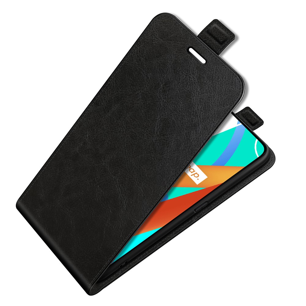 Card Holder Design Crazy Horse Texture Vertical Flip Leather Case for Realme 8 5G - Black-5
