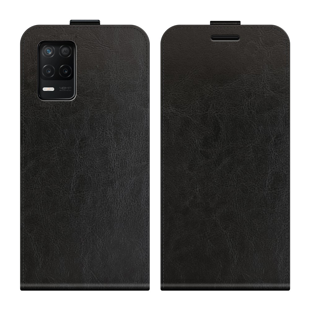 Card Holder Design Crazy Horse Texture Vertical Flip Leather Case for Realme 8 5G - Black-7