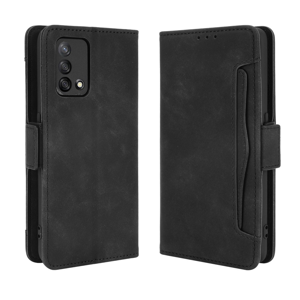 Multiple Card Slots Design Stand Leather Wallet Phone Case for Oppo A74 4G/F19 - Black-1