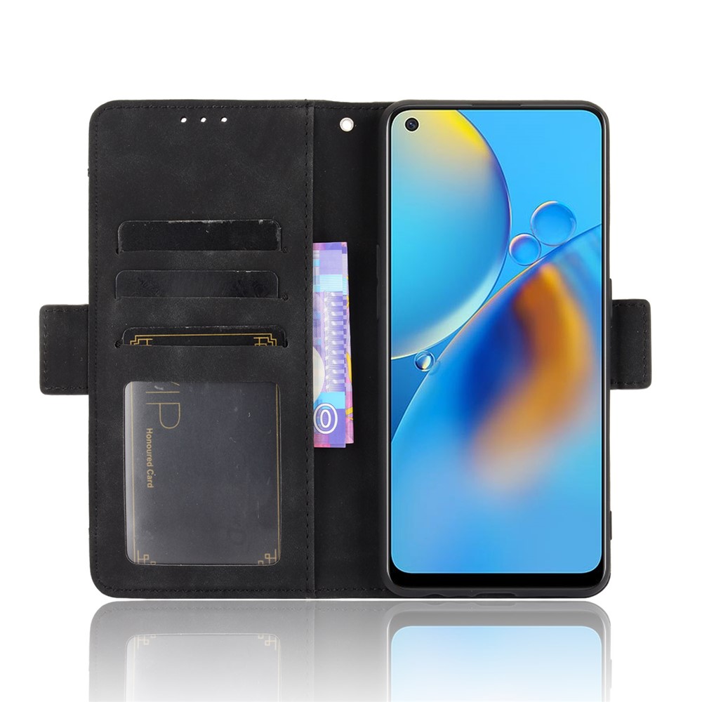 Multiple Card Slots Design Stand Leather Wallet Phone Case for Oppo A74 4G/F19 - Black-4