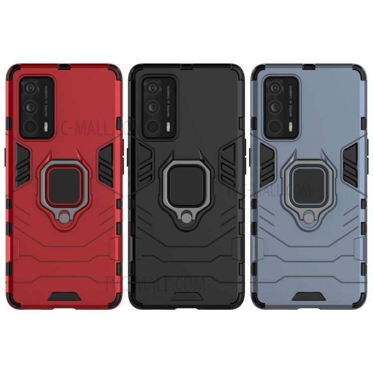 Cool Guard PC + TPU Kickstand Hybrid Phone Case with Stand for Realme X7 Pro Ultra - Black-10