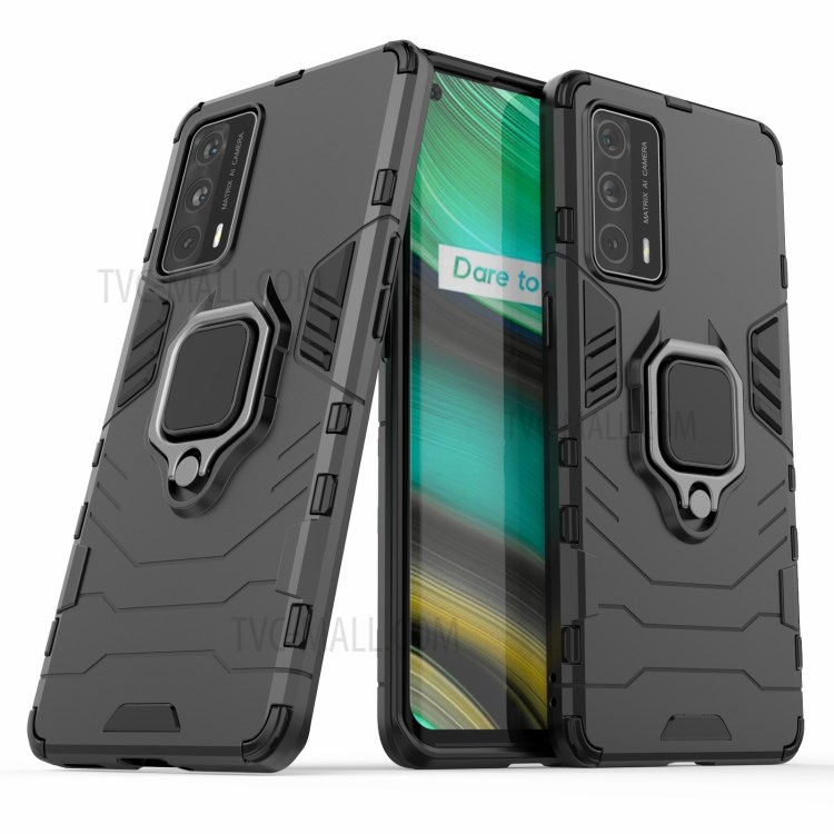 Cool Guard PC + TPU Kickstand Hybrid Phone Case with Stand for Realme X7 Pro Ultra - Black-2