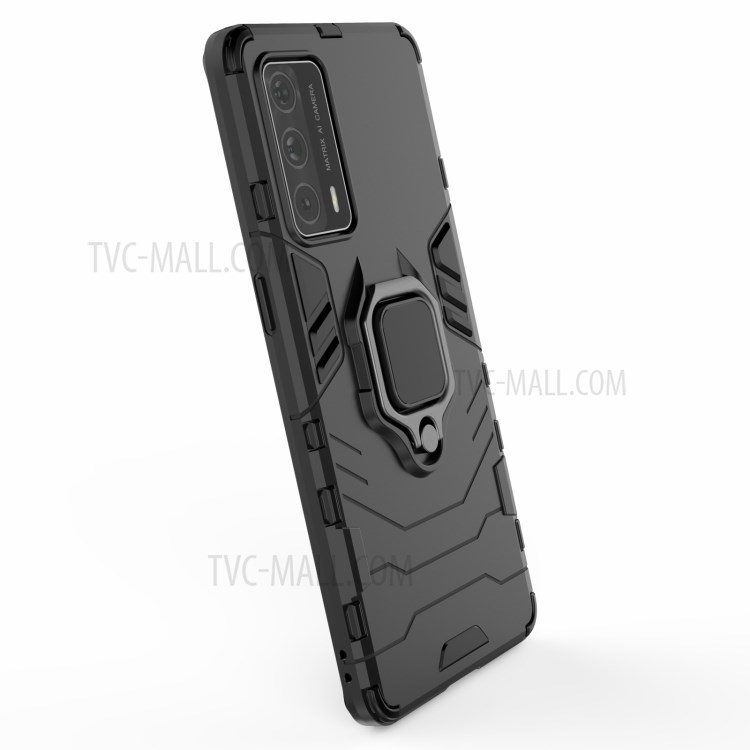 Cool Guard PC + TPU Kickstand Hybrid Phone Case with Stand for Realme X7 Pro Ultra - Black-6