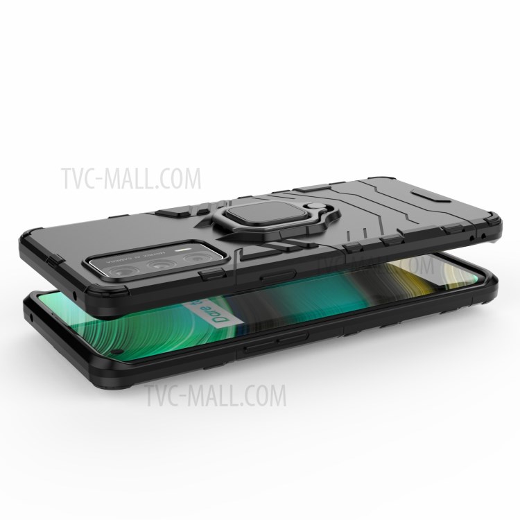 Cool Guard PC + TPU Kickstand Hybrid Phone Case with Stand for Realme X7 Pro Ultra - Black-7