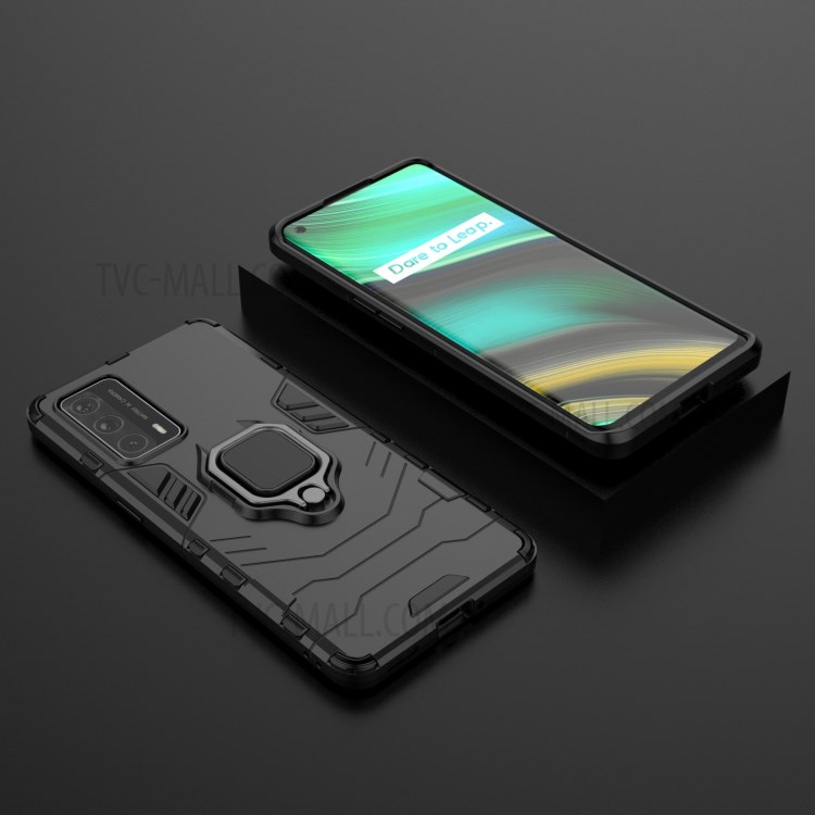 Cool Guard PC + TPU Kickstand Hybrid Phone Case with Stand for Realme X7 Pro Ultra - Black-8