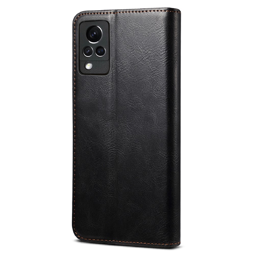 TPU + PU Leather Waxy Crazy Horse Texture Cellphone Cover for vivo V21 4G/5G - Black-3
