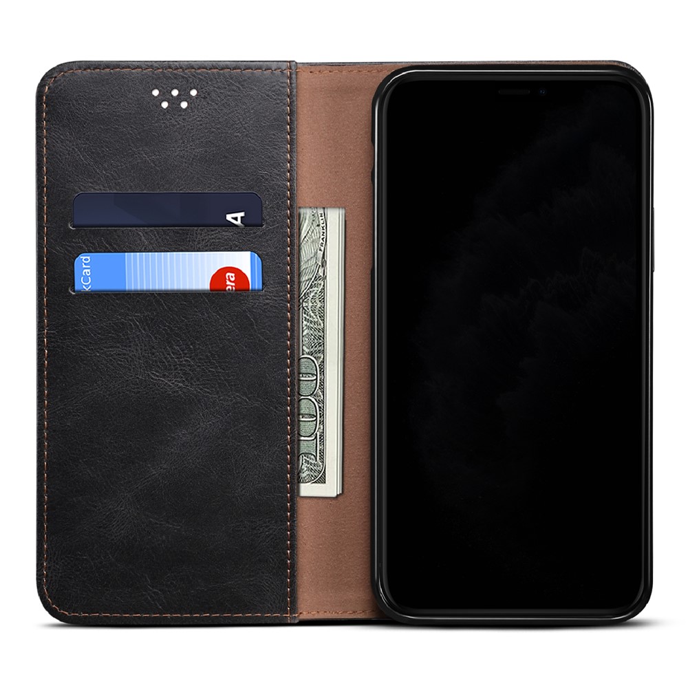 TPU + PU Leather Waxy Crazy Horse Texture Cellphone Cover for vivo V21 4G/5G - Black-5