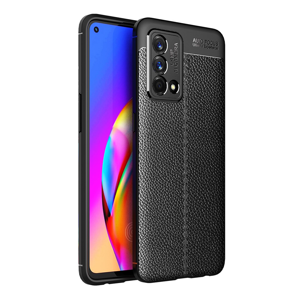 Flexible TPU Litchi Texture Phone Case Protective Cover for Oppo K9 - Black-1