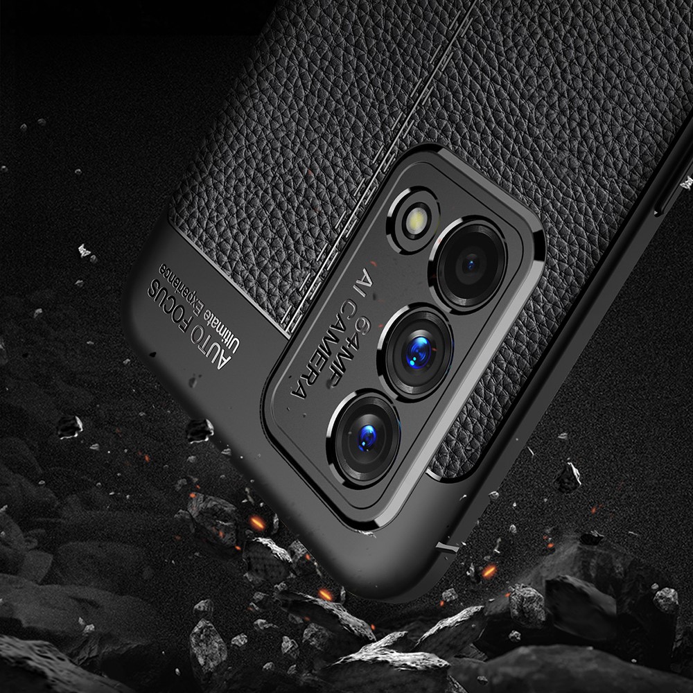 Flexible TPU Litchi Texture Phone Case Protective Cover for Oppo K9 - Black-12