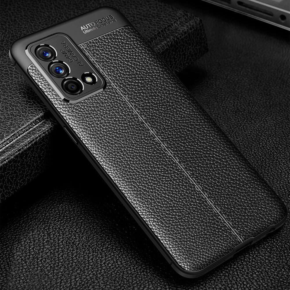 Flexible TPU Litchi Texture Phone Case Protective Cover for Oppo K9 - Black-13