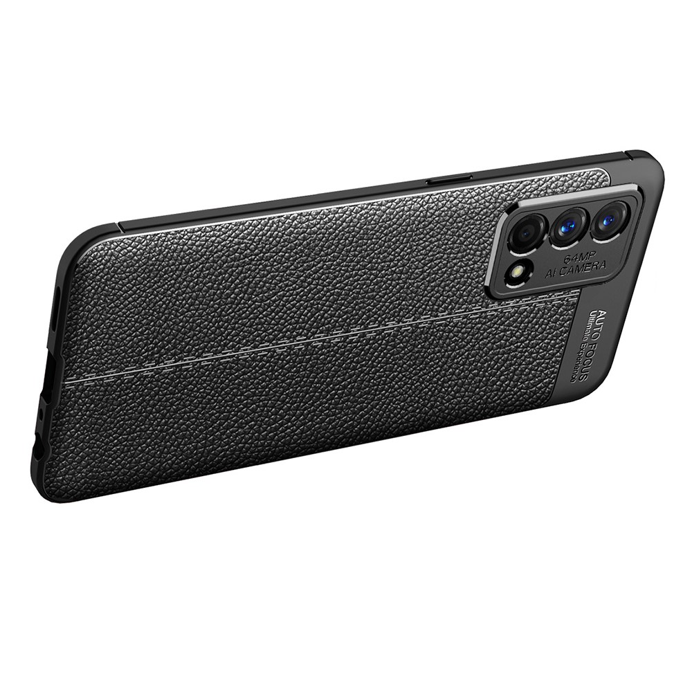 Flexible TPU Litchi Texture Phone Case Protective Cover for Oppo K9 - Black-3